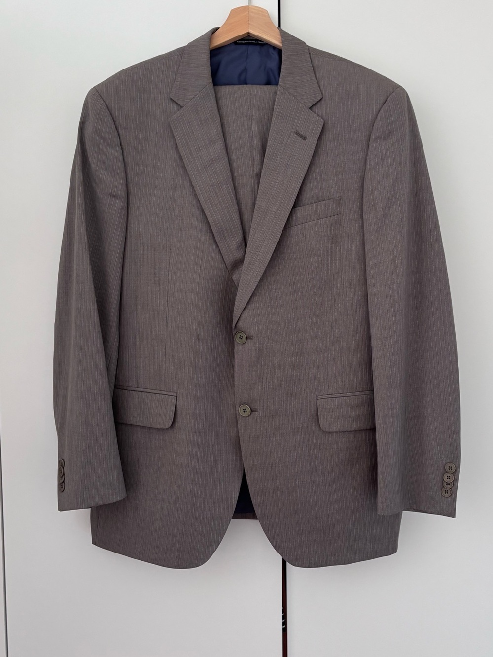 Vintage Coppley Tan/Grey Pinstripe 2-Piece Suit Size 42R
